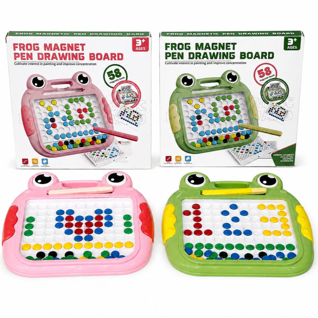 Lousa Mágica Magnética Brinquedo Infantil Sapo com Bolinhas e Caneta Educativa Verde e Rosa