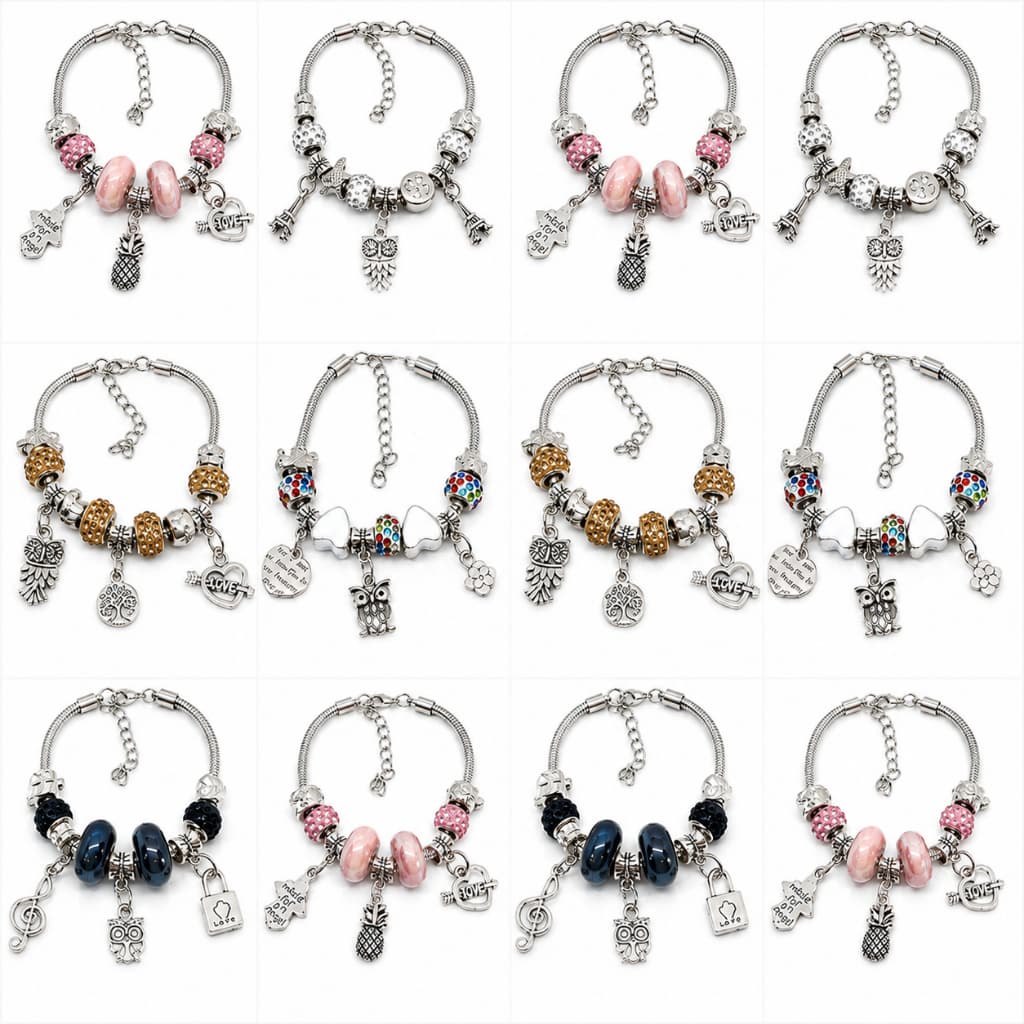 ANA1108 kit12 Pulseira Berloques  Estilo Feminina Presente (Modelo aleatório)