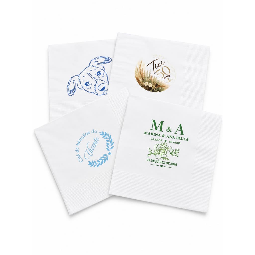 Kit 100 Guardanapos Drinks On Me Personalizados Premium 23x23cm Festas, aniversário, casamentos