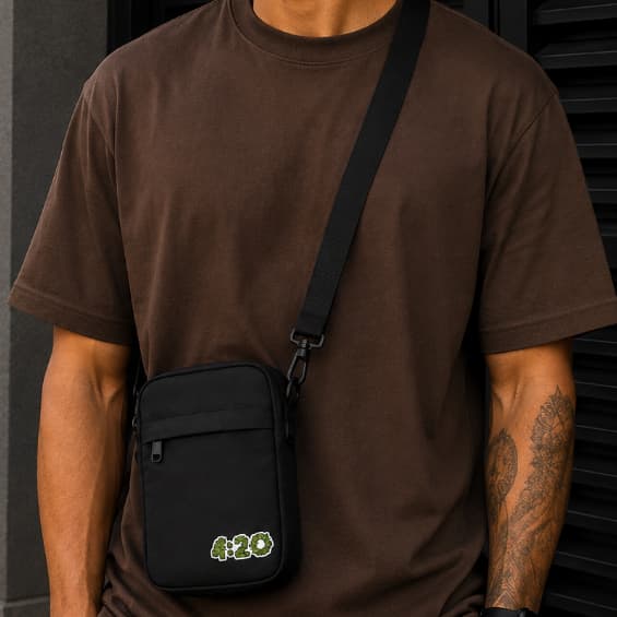 Bolsa Transversal 4:20 Estilo Resistente Shoulder Bag Pochete Unisex Mini Masculina e Feminina