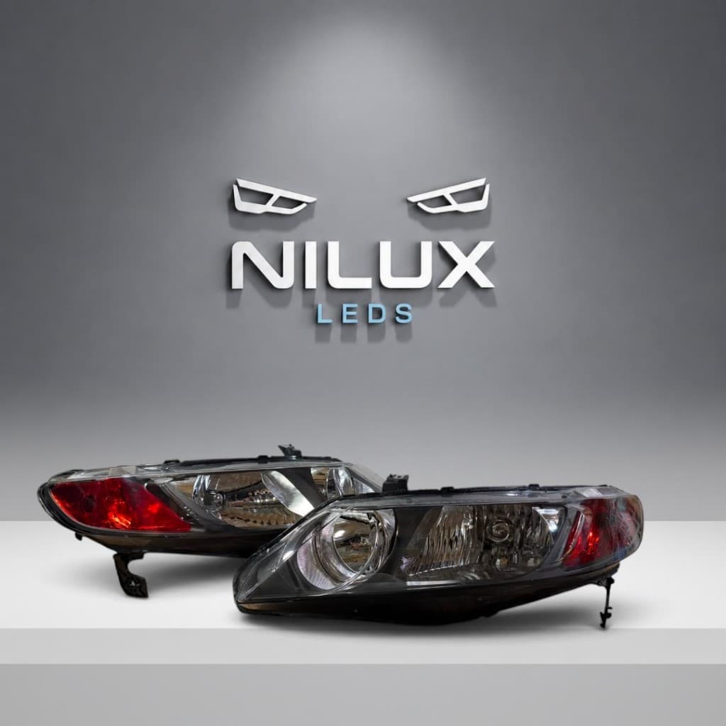 Farol Honda Civic Personalizado G8 2006 a 2011 Máscara Negra Pisca Âmbar Ambos Lados Novo