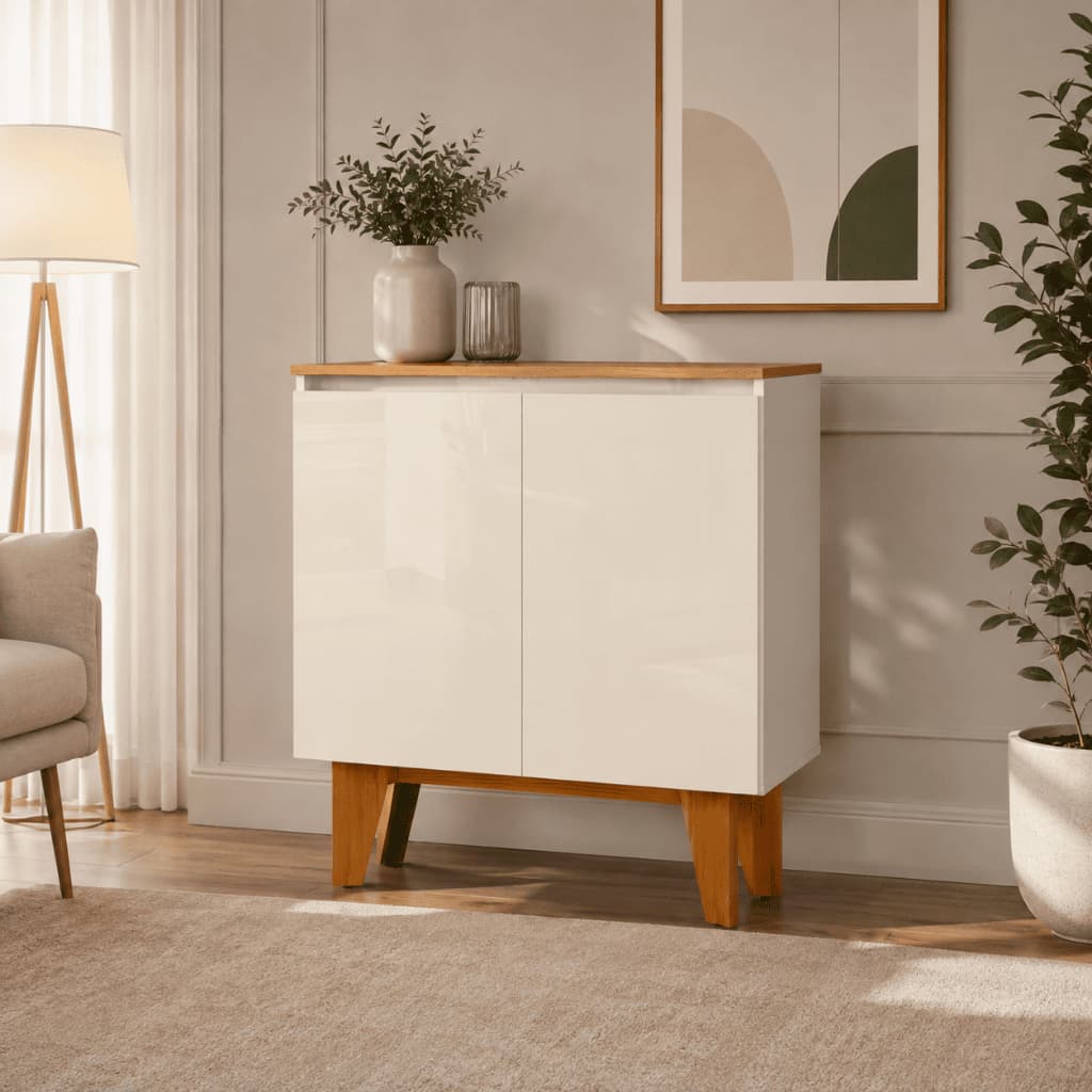 Aparador Buffet Marte 2 Portas Sala de Estar 76 x 40 CM Moderno Alta qualidade Pés em Madeira Maciça