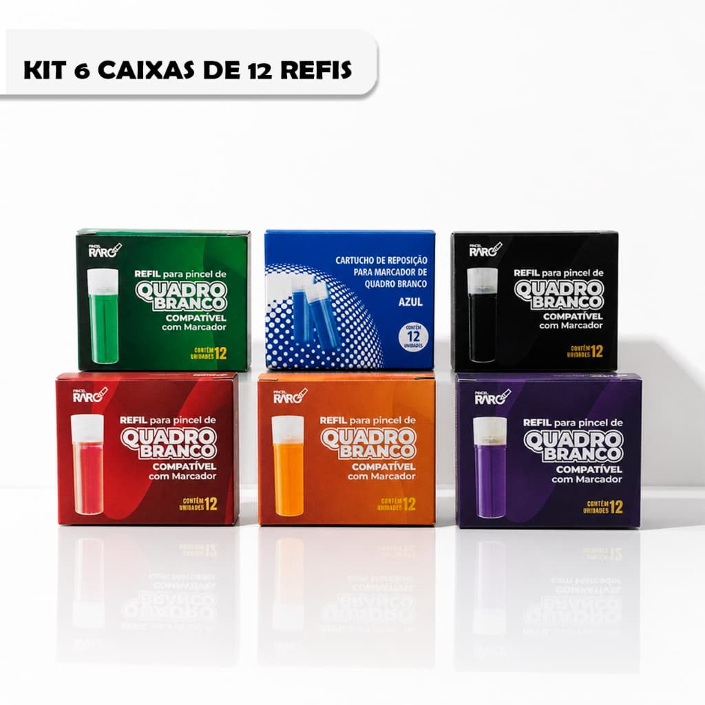 Kit 6 Caixas Refil 72 Unidades 10 Pontas Reposição Apagador Quadro Branco Board Master Completo Giratório