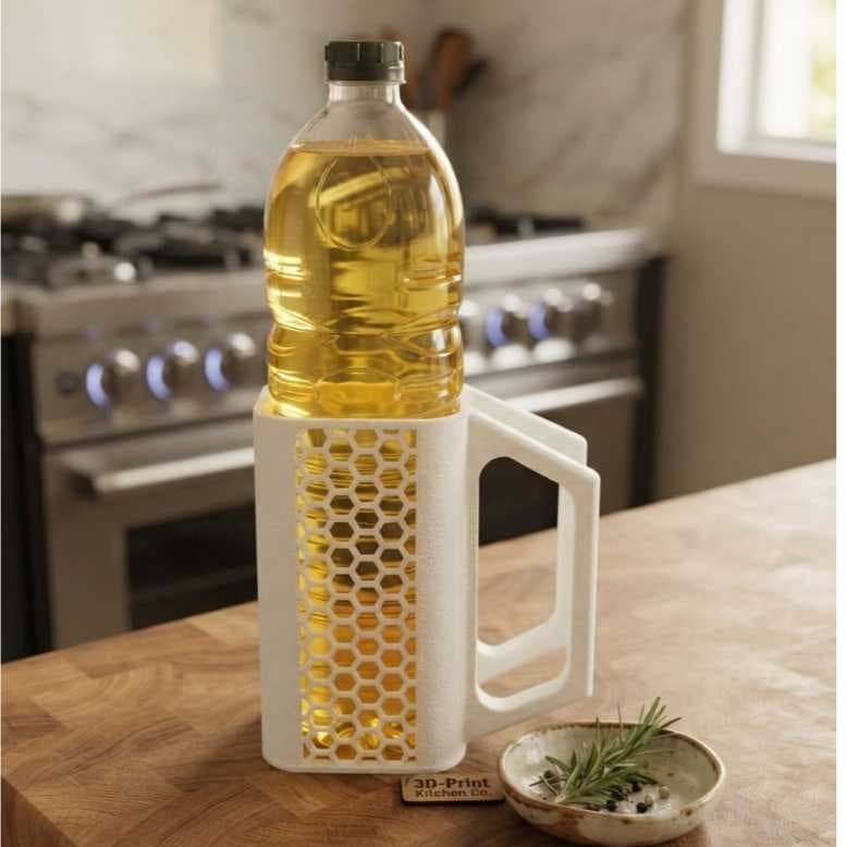 Suporte Texturizado Para Óleo De Cozinha Plástico Branco Reforçado
