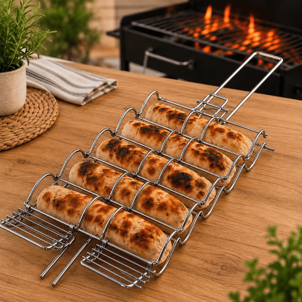 Grelha Inox Churrasqueira Para Pão de Alho Milho Legumes 60cm Fácil Limpeza Alta Resistência