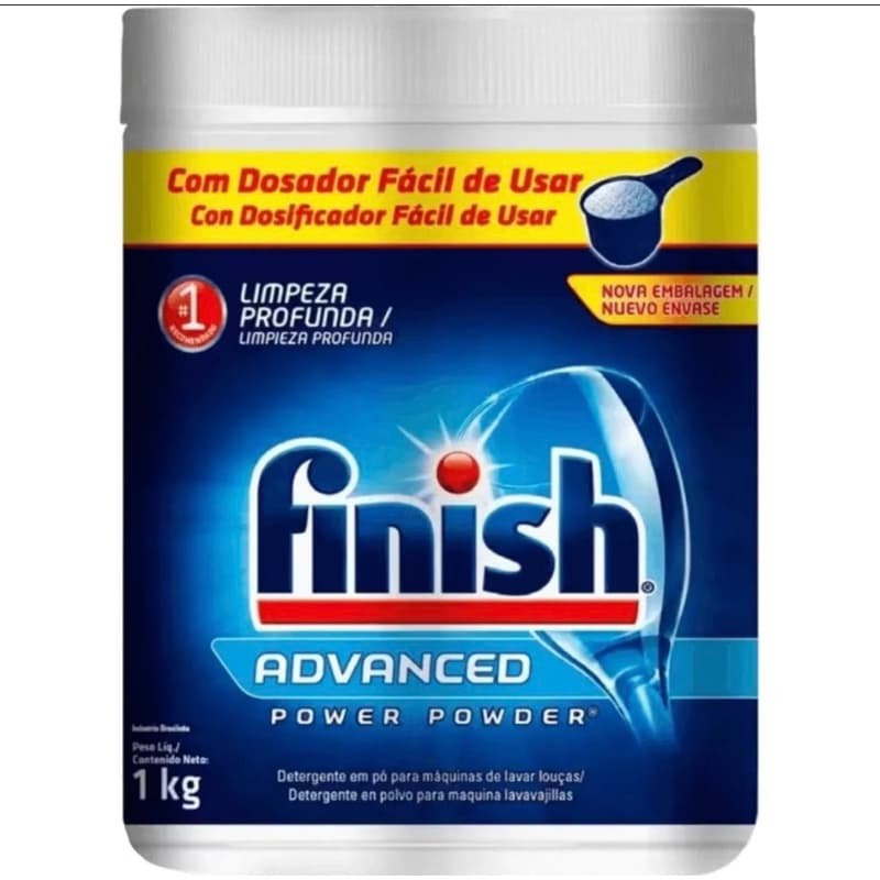 Finish Detergente em Pó para Lava Louças 1kg Original Limpeza Profunda e Alta Performance