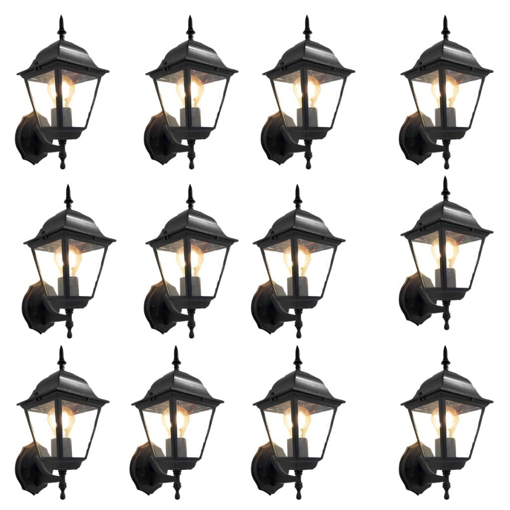 Kit 12 Arandelas Coloniais Ponente 4 Faces E27 Alumínio Luminária de Parede Para Jardim Área Gourmet e Varanda