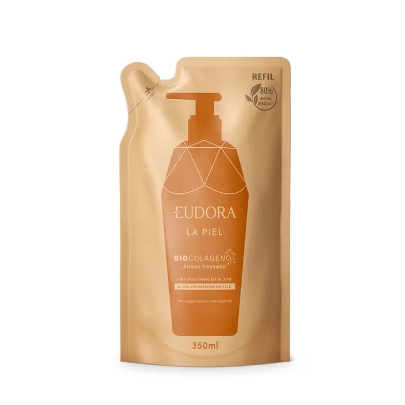 Refil Hidratante Desodorante Corporal Eudora La Piel Âmbar Dourado 350ml ULTRA-HIDRATAÇÃO DA PELE - PELE MAIS FIRME