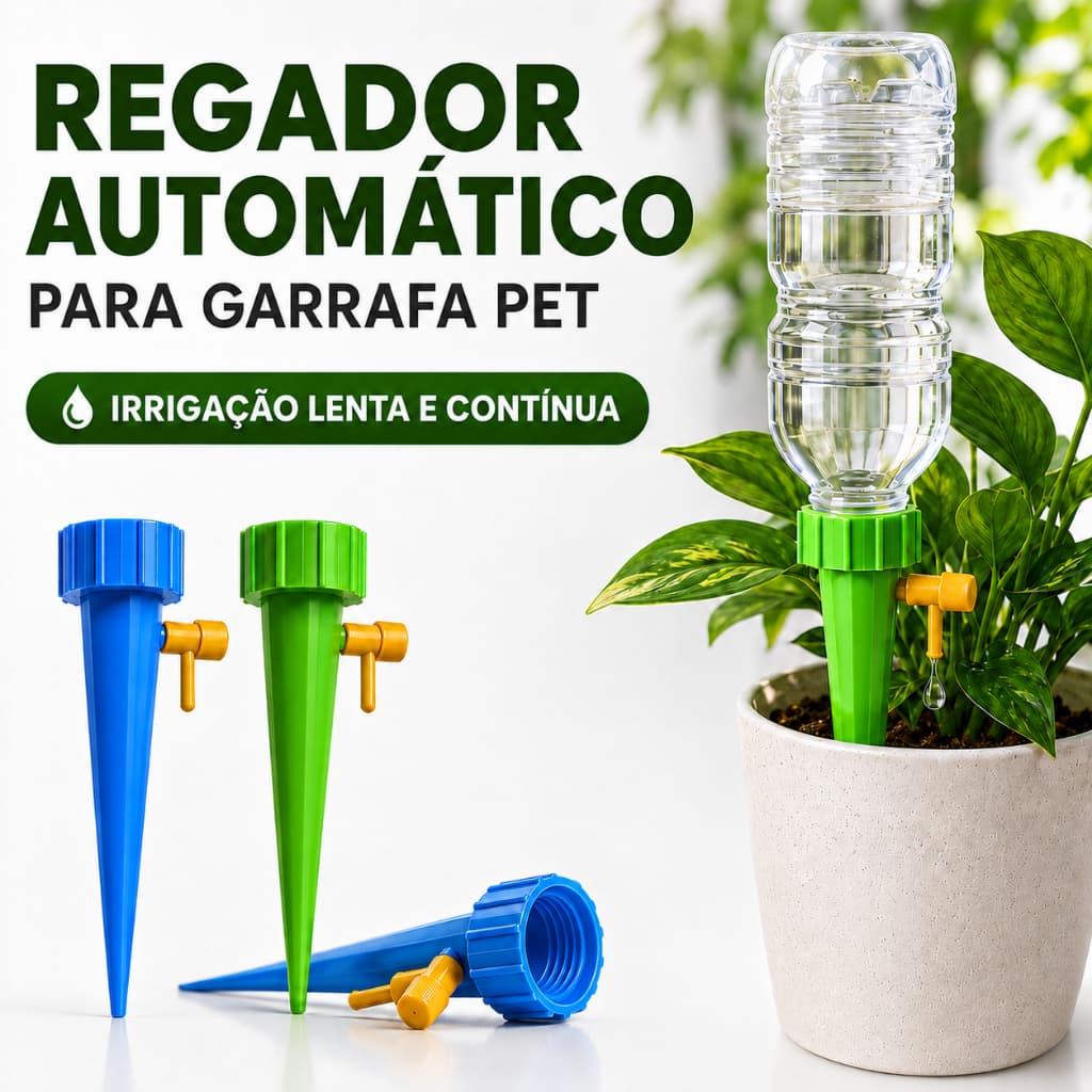 Kit 12/24/36 Gotejadores para Plantas Irrigador Acoplável em Garrafa PET Rega Automática para Jardim e Vasos