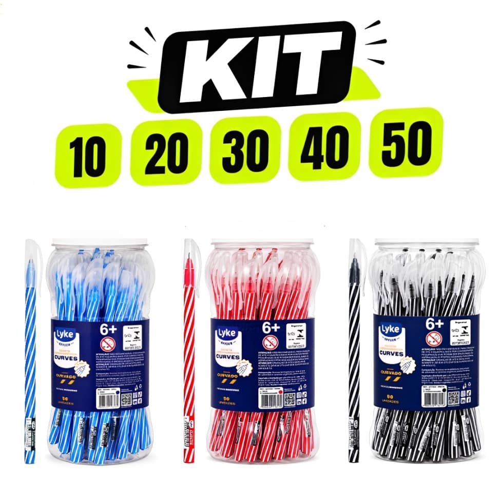 Kit Caneta Esferográfica Ponta Fina 0.7 | Escolar Escritório