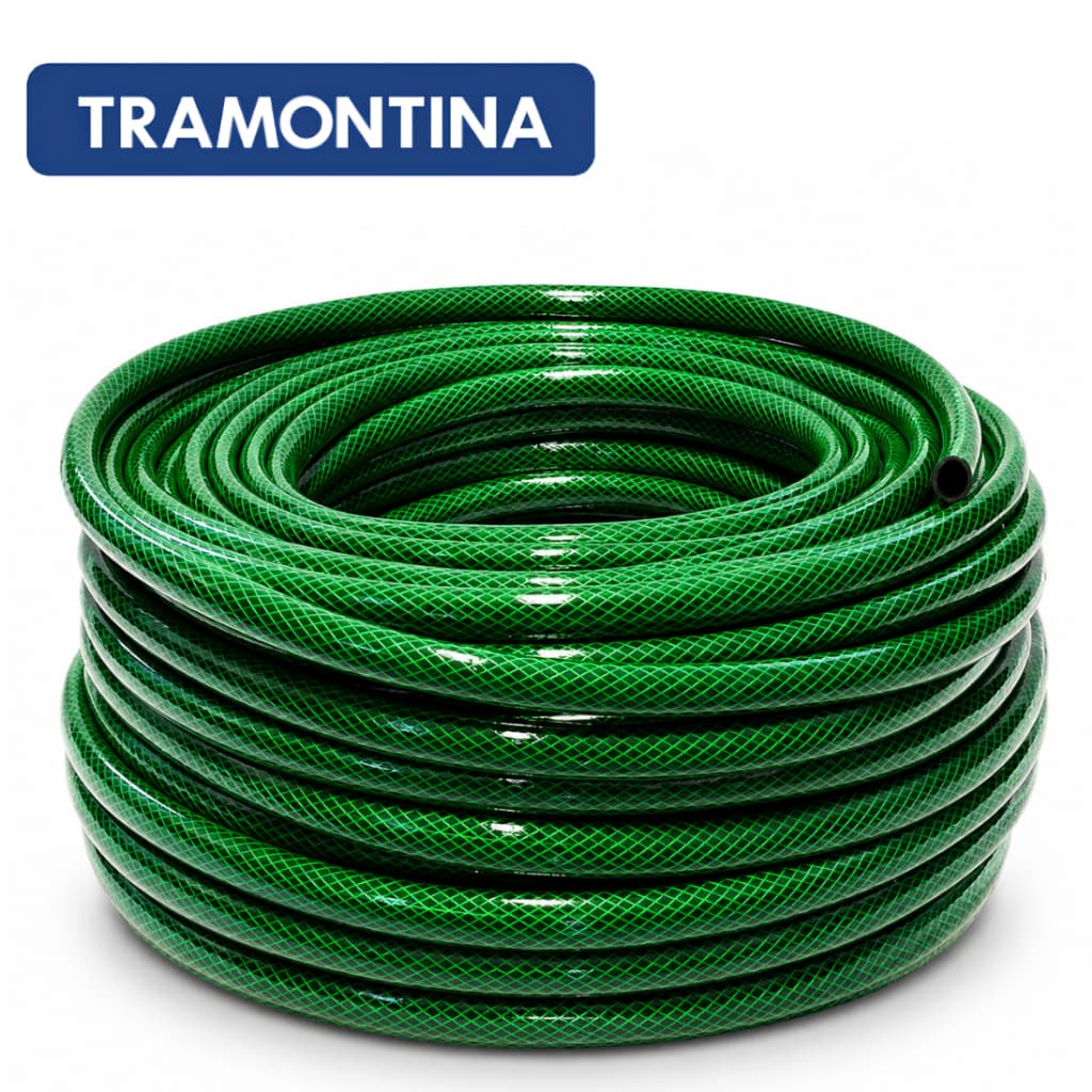 Mangueira Trançada Resistente Verde 1/2 Para Jardim Reforçada Quintal Resistente Reforço Nylon