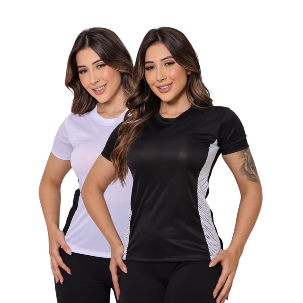 Kit 2 Camisetas Baby Look Dryfit Feminina Academia Fitness Corrida Treino Musculação Esportiva