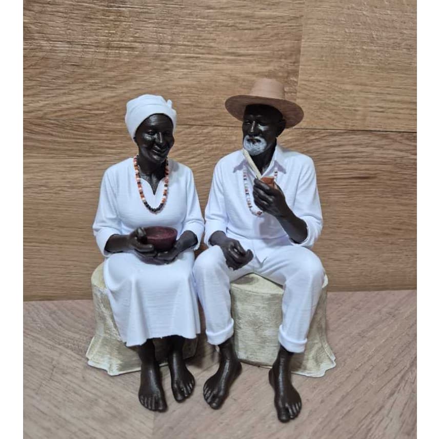 Orixá Casal de Preto e Preta Velha Decoração 15 cm Decoração Esotérica em impressão 3d