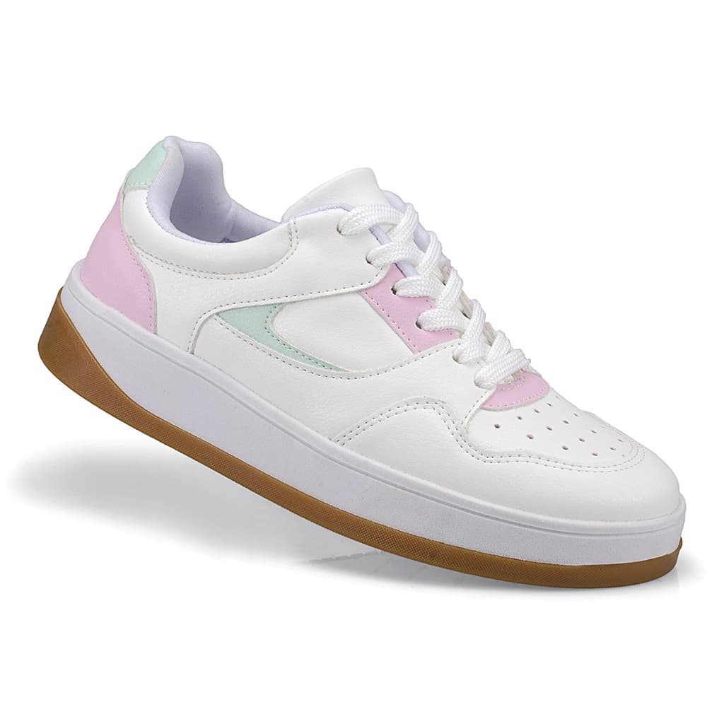 Tênis Feminino Casual Solado Alto Com Cadarço E Recortes 2501