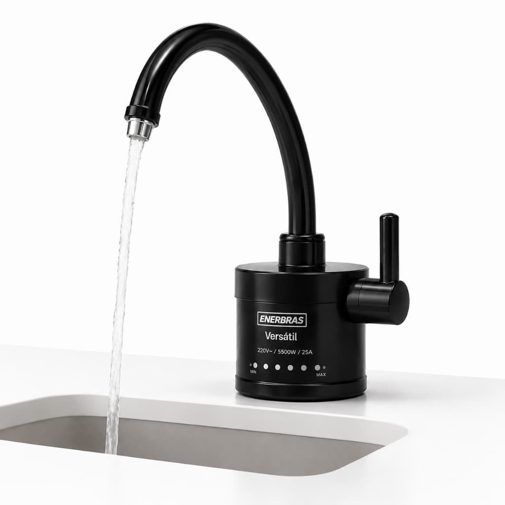 Torneira de Parede Elétrica Preta Enerbras 4 Temperaturas 220v