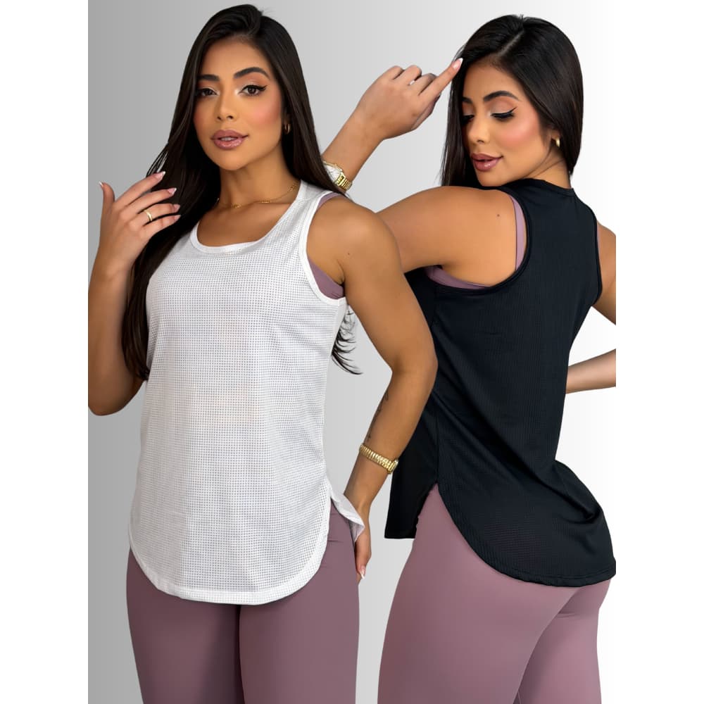 Kit 2 Regatas Dry Fit Fitness Camiseta Tapa Bumbum Blusa Treino Academia Camisa Soltinha