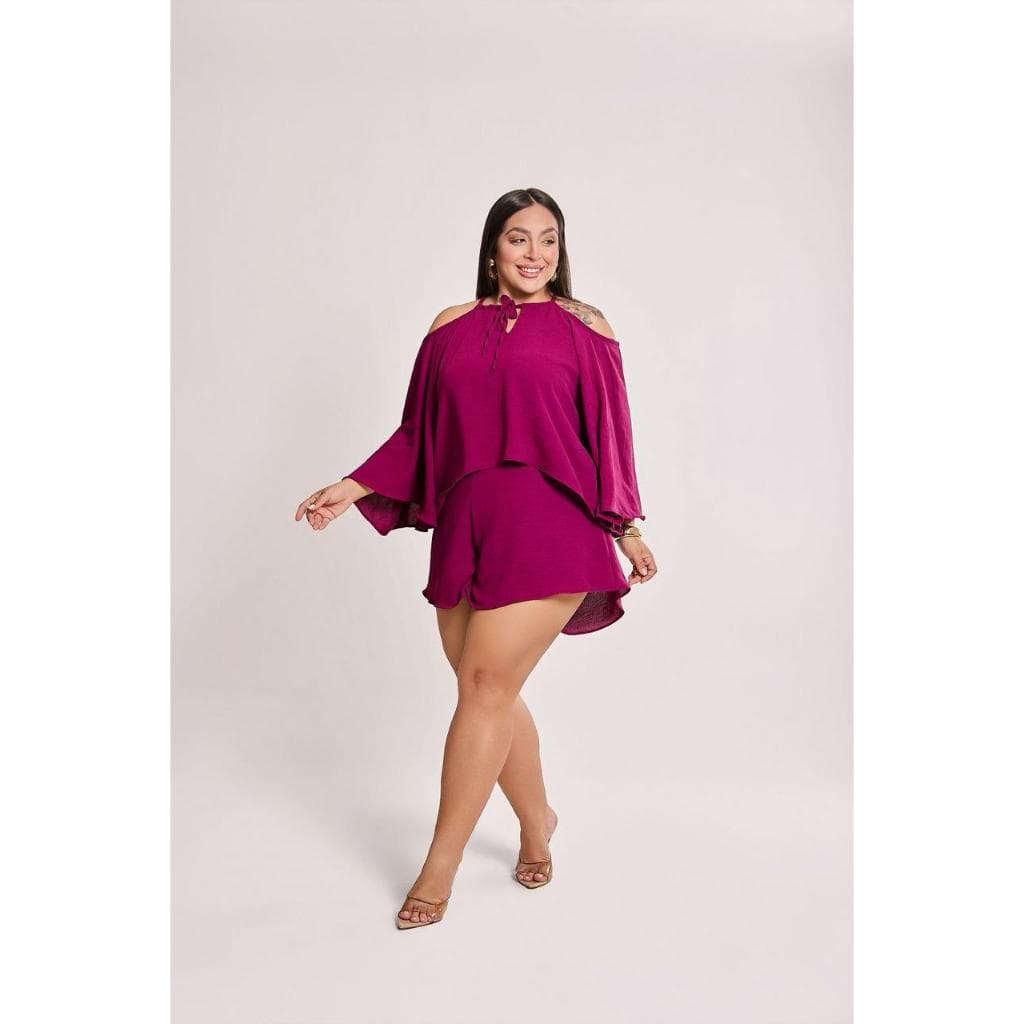 Conjuto Plus Size Short Mais Blusa material Crepe Duna Conjunto Feminino Casual