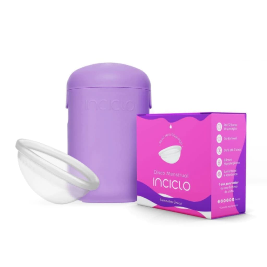 Disco Menstrual + Cápsula Esterilizadora Reutilizável Silicone Hipoalergênico Macio