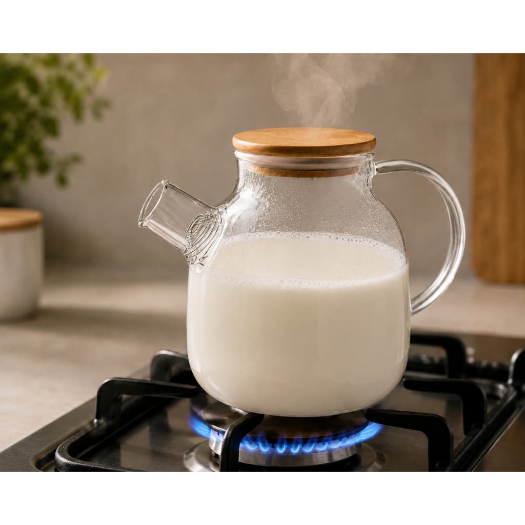 Jarra de Vidro Borossilicato 1,5L com Tampa de Bambu para Água Suco Chá Café Resistente ao Calor