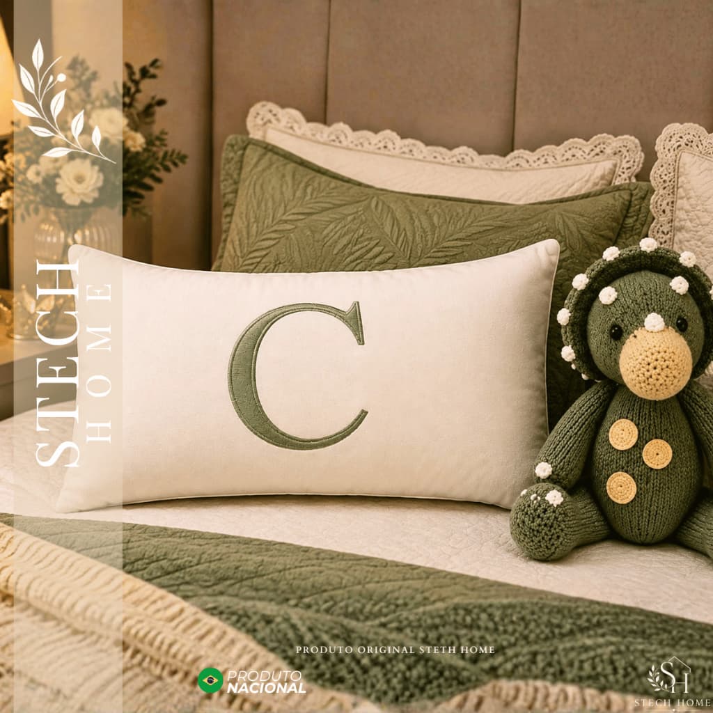 Almofadinha Almofada PERSONALIZADA INICIAL Bordada Decorativa Enxoval de bebê - Erva Doce