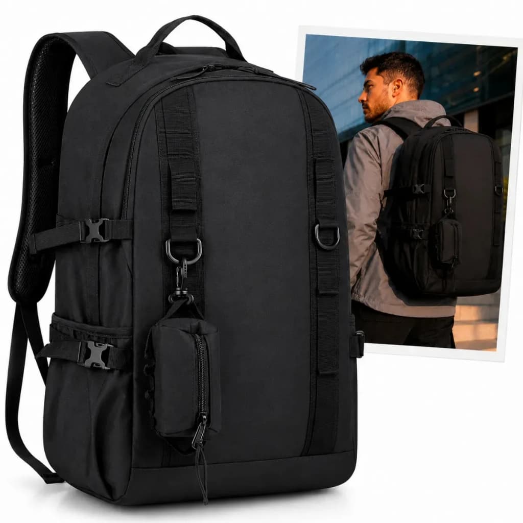 Mochila Masculina Impermeável Tática Reforçada Antifurto Grande Notebook Trilha Com Bolsa Camping Pesca Par