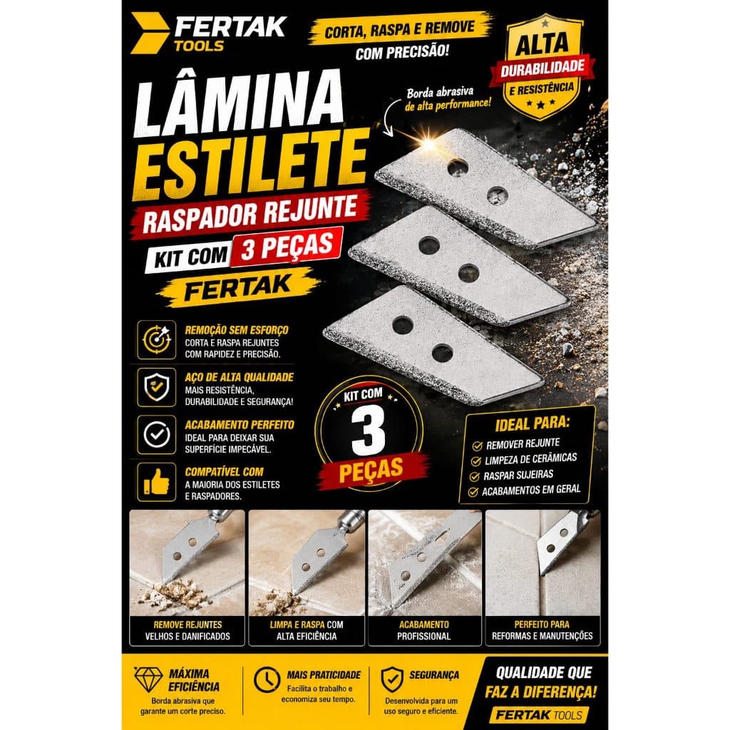 Lâmina Estilete Raspador Rejunte kit c/ 3 pcs - Fertak