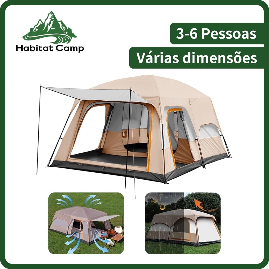 HABITAT CAMP Barraca Camping Acampamento 9-12 Pessoas Grande Família Lux barraca impermeável