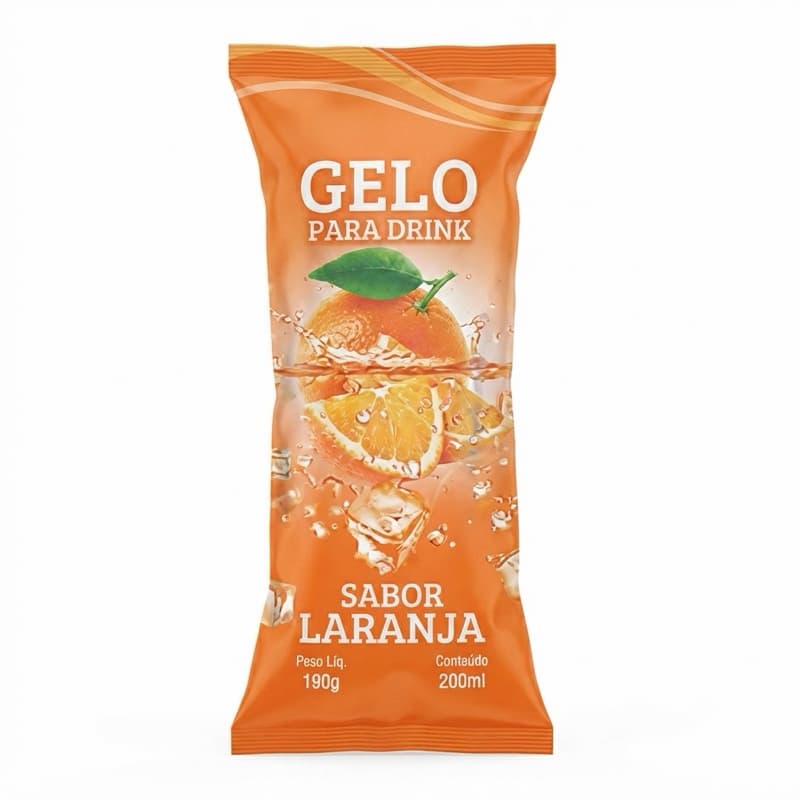 Embalagem Gelo Saborizado 9,5x21cm 1 Pcte Perolado Higienico Externo Laranja Somente a Embalagem