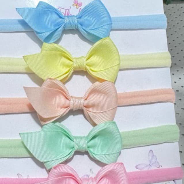 Kit 5 Faixinhas de Bebê Saída de Maternidade/ Faixinha RN/ Kit Faixinha Bebê/Laço Infantil/Faixa de Cabelo Bebê/Lacinho.