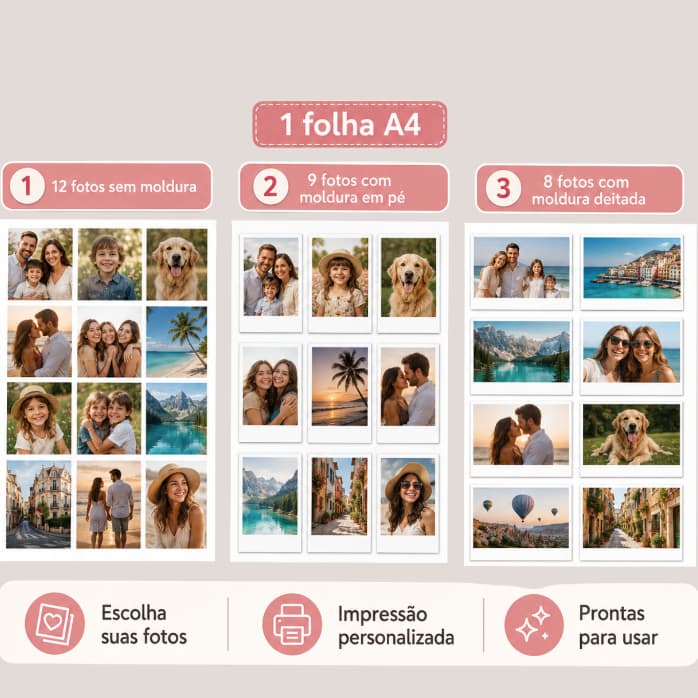 Fotos  Polaroids Personalizadas em Papel Fotográfico 180g | Com ou Sem Moldura | Já Cortadas