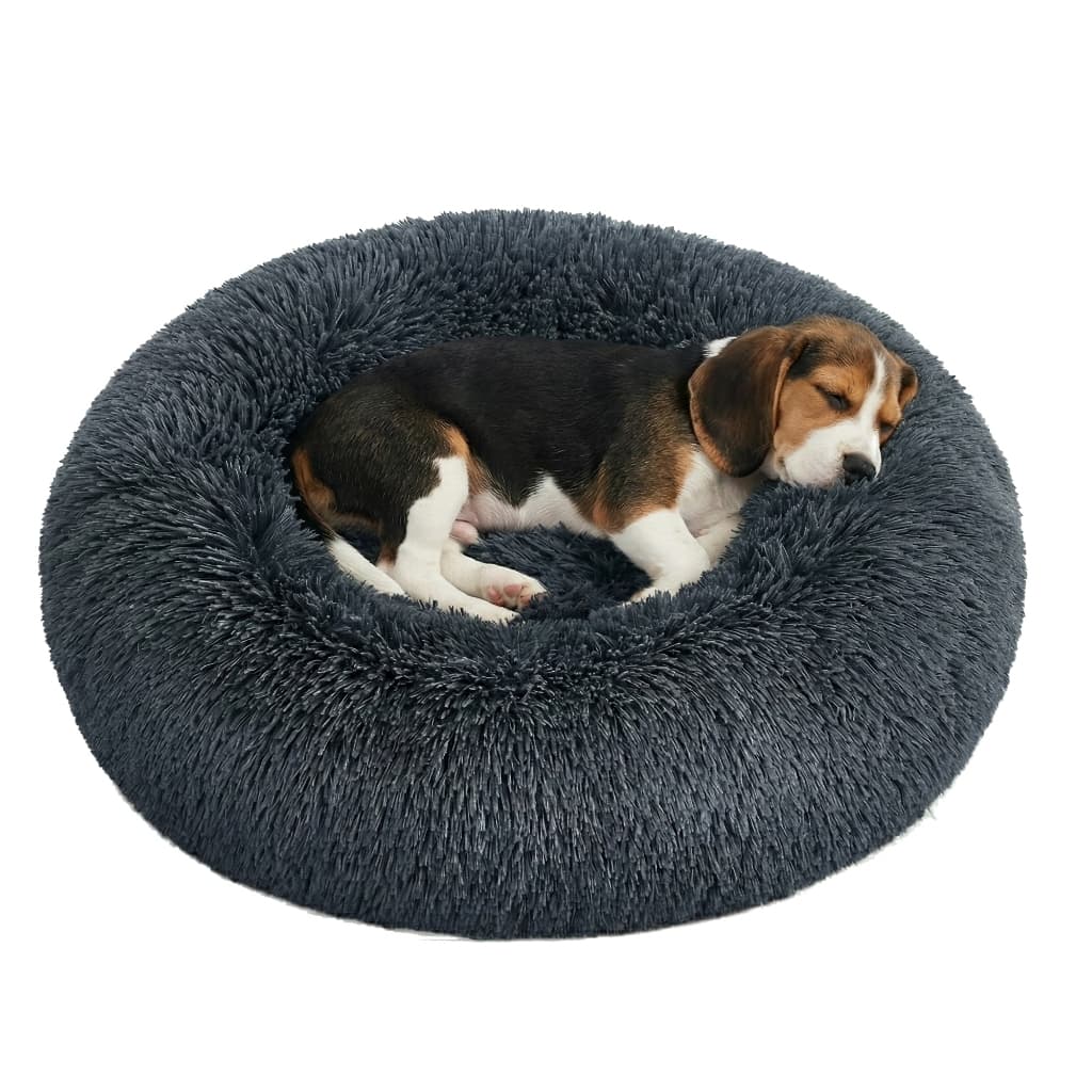 SONGMICS Cama Macia Para Pets, Almofada Donut Para Gatos E Cães, Almofada Removível, Lavável, Pelúcia, 60 Cm, Cinza Escu