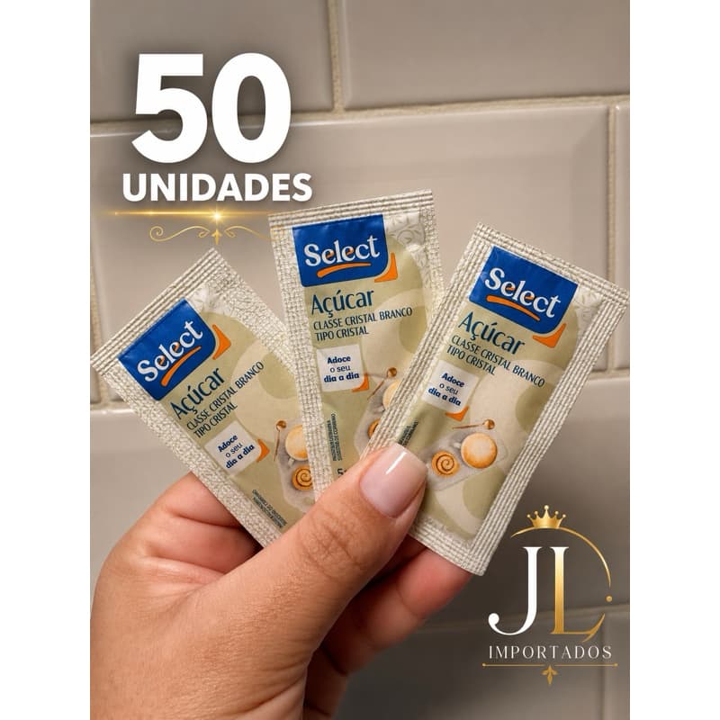 Açúcar em Sachê Select 5g Refinado Granulado - 50, 100, 200 e 400 unidades.