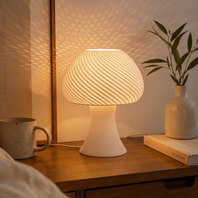 Abajur Luminária de Mesa Modelo Funghi Decorativa Para Quarto Sala e Escritório Design Moderno Bivolt 110/220V Exclusiva