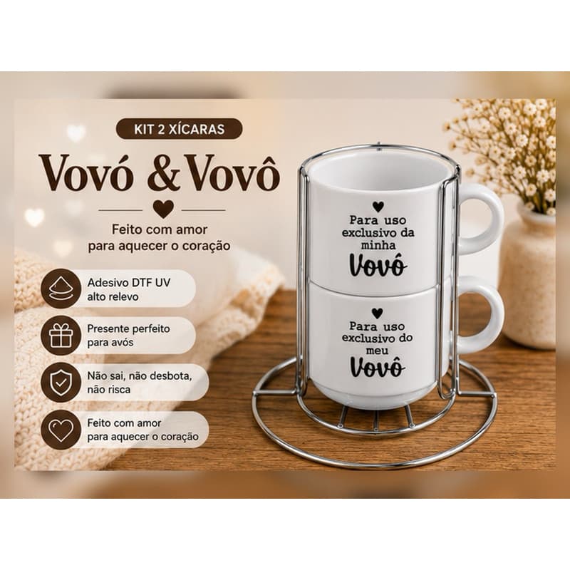 Xícara Personalizada Vovó Vovô Presente para Avó Avô