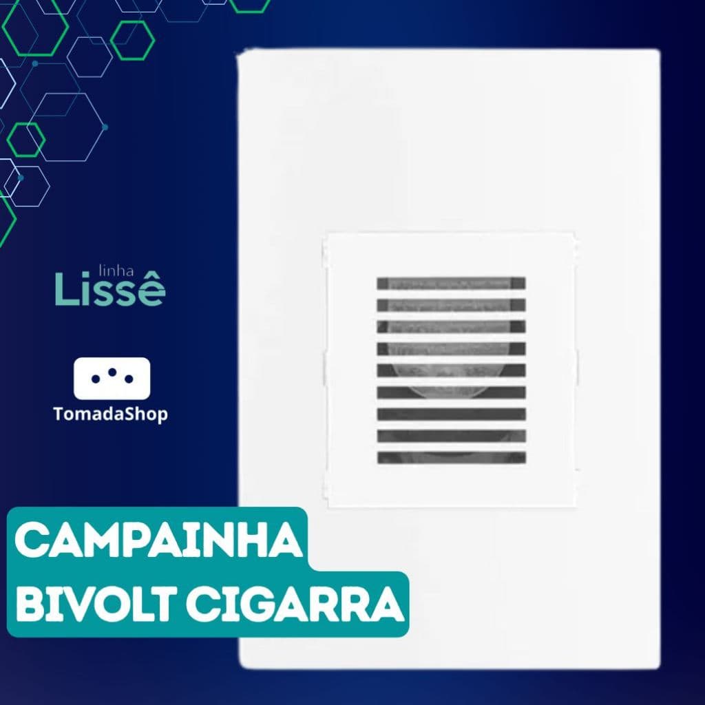 Campainha Bivolt Cigarra - Linha Lissê Apoio Com Placa Para Caixinha 4x2