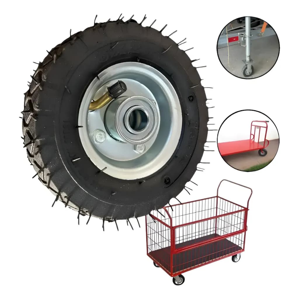 Roda Pneumática 6x2 Carrinho Carga 150kg 16mm 5/8 C/ Rolamento Duplo