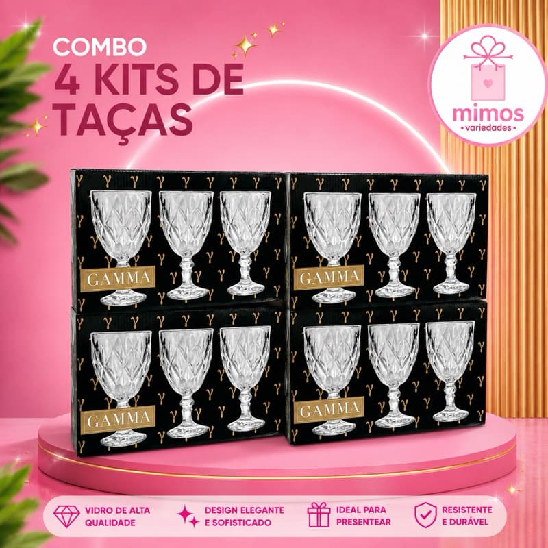 COMBO COM 4 KITS DE TAÇAS COM 6 UNIDADES CADA KIT