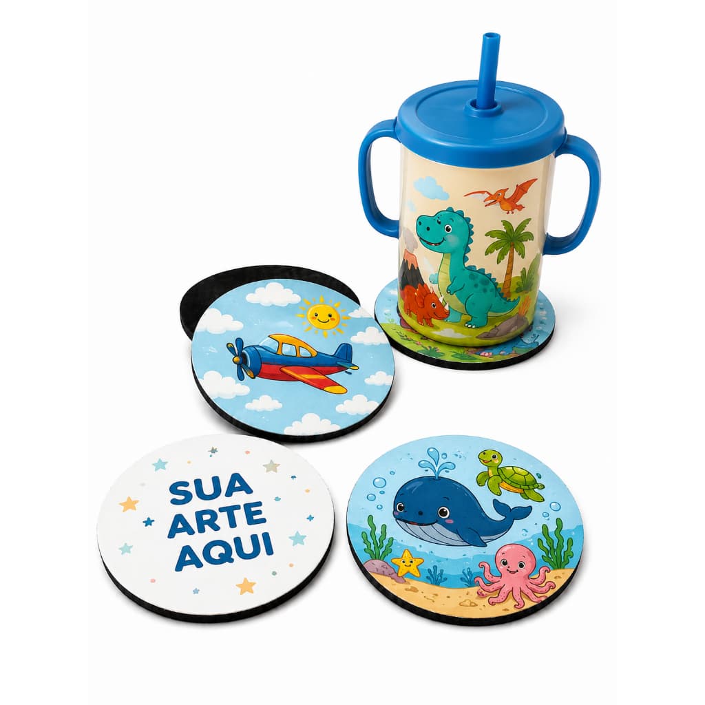 10 PORTA COPOS REDONDOS PERSONALIZADOS 9X9 NEOPRENE PARA FESTAS E EVENTOS