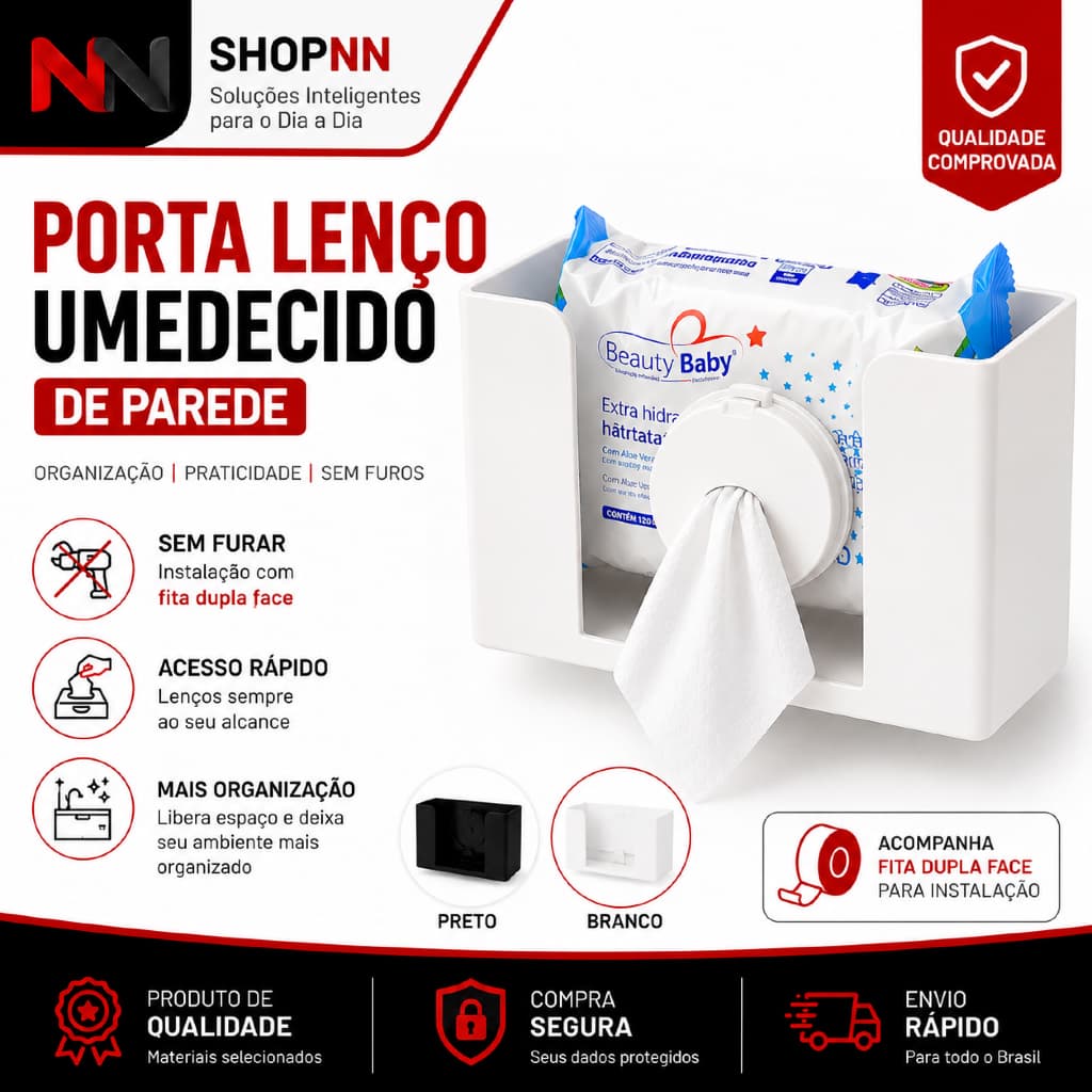 Porta Lenço Umedecido de Parede Suporte Dispenser Organizador Banheiro Quarto Bebê