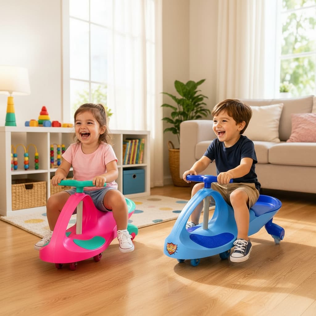 Carrinho Rolimã Infantil Giratório  360 Graus Super Car  Seguro  Rodas Com Luz Led Rosa  Azul
