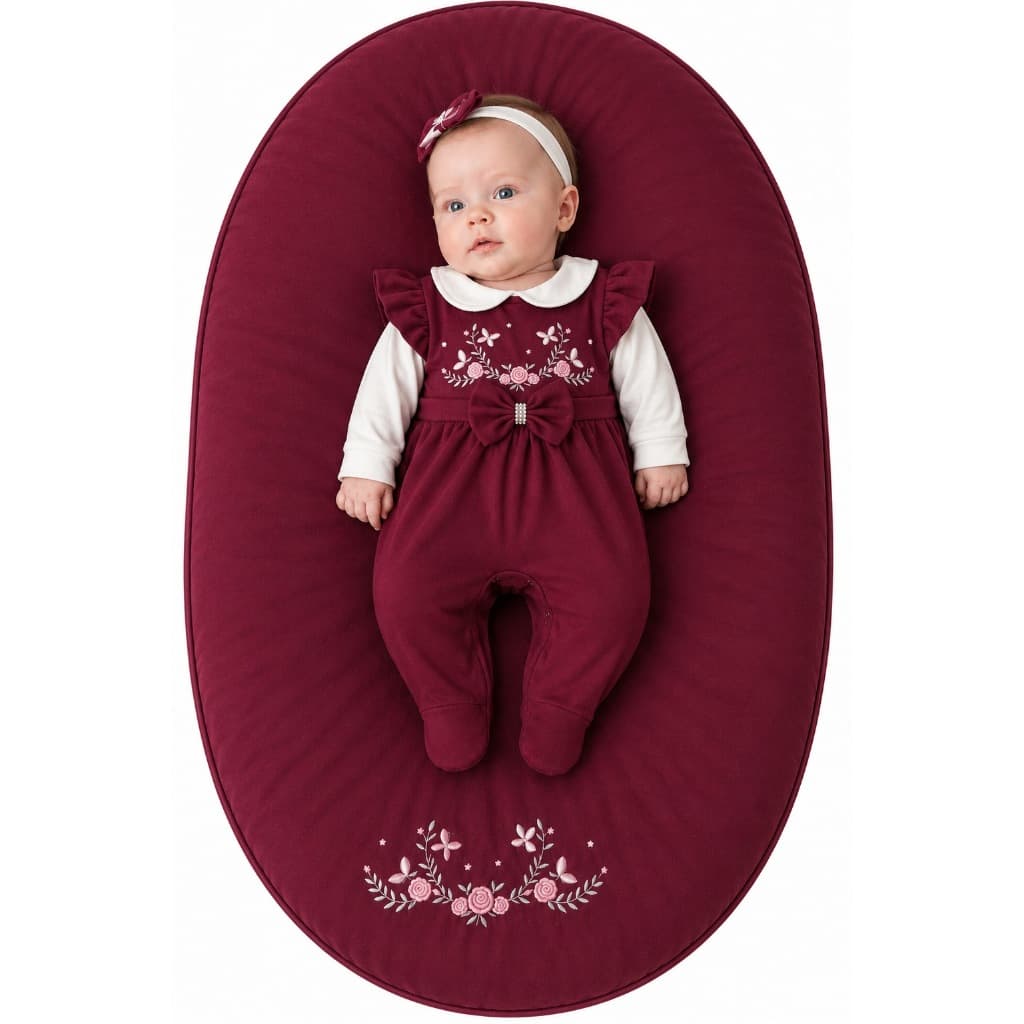 Saída Maternidade Menina Aurora Marsala 04 peças Roupa de Bebê Menina