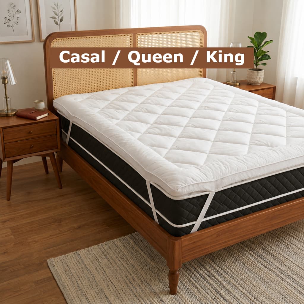 Pillow Top Protetor de Colchão Macio Casal / Queen / King - Elástico - 5 cm de Espessura