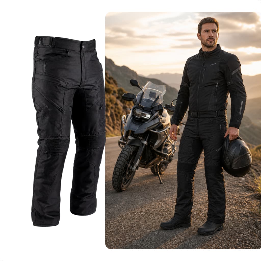 Calça Moto Texx Armor 2 Masculina Preta Proteção CE Forro Térmico Removível 600D Ripstop Impermeável