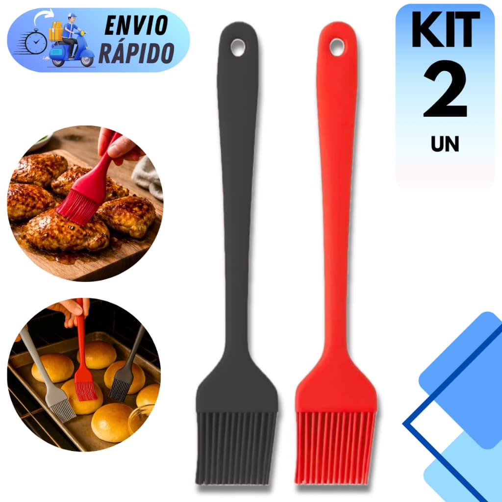 KIT PINCEL CULINÁRIO DE SILICONE PARA COZINHA E CONFEITARIA P/ UNTAR FORMAS E PINCELAR TEMPEROS