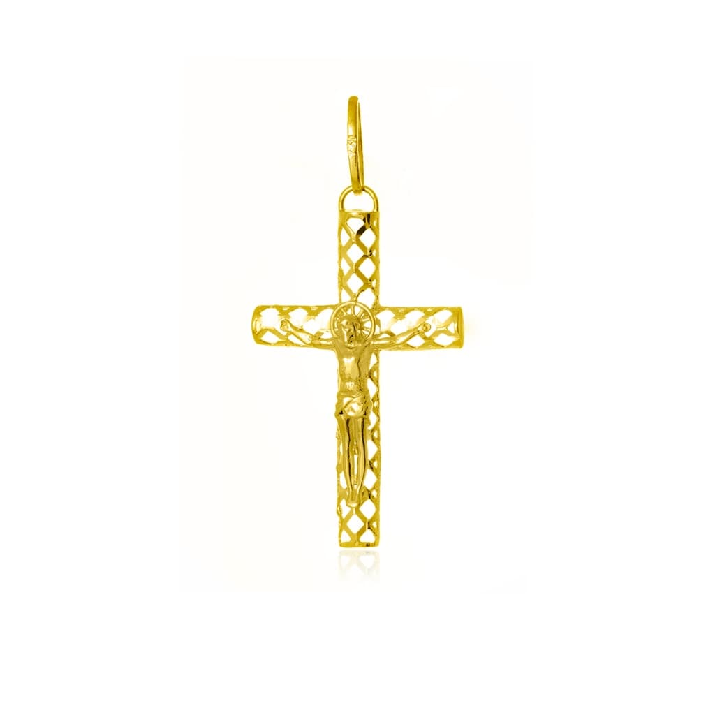 Pingente Cruz Vazada Ouro 18k Grade