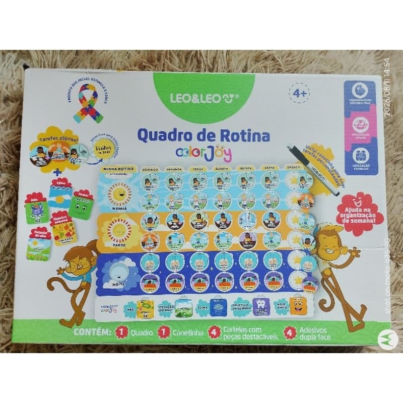Quadro De Rotina Infantil Leo&Leo ColorJoy Com Canetinha E Peças Destacáveis 80 peças