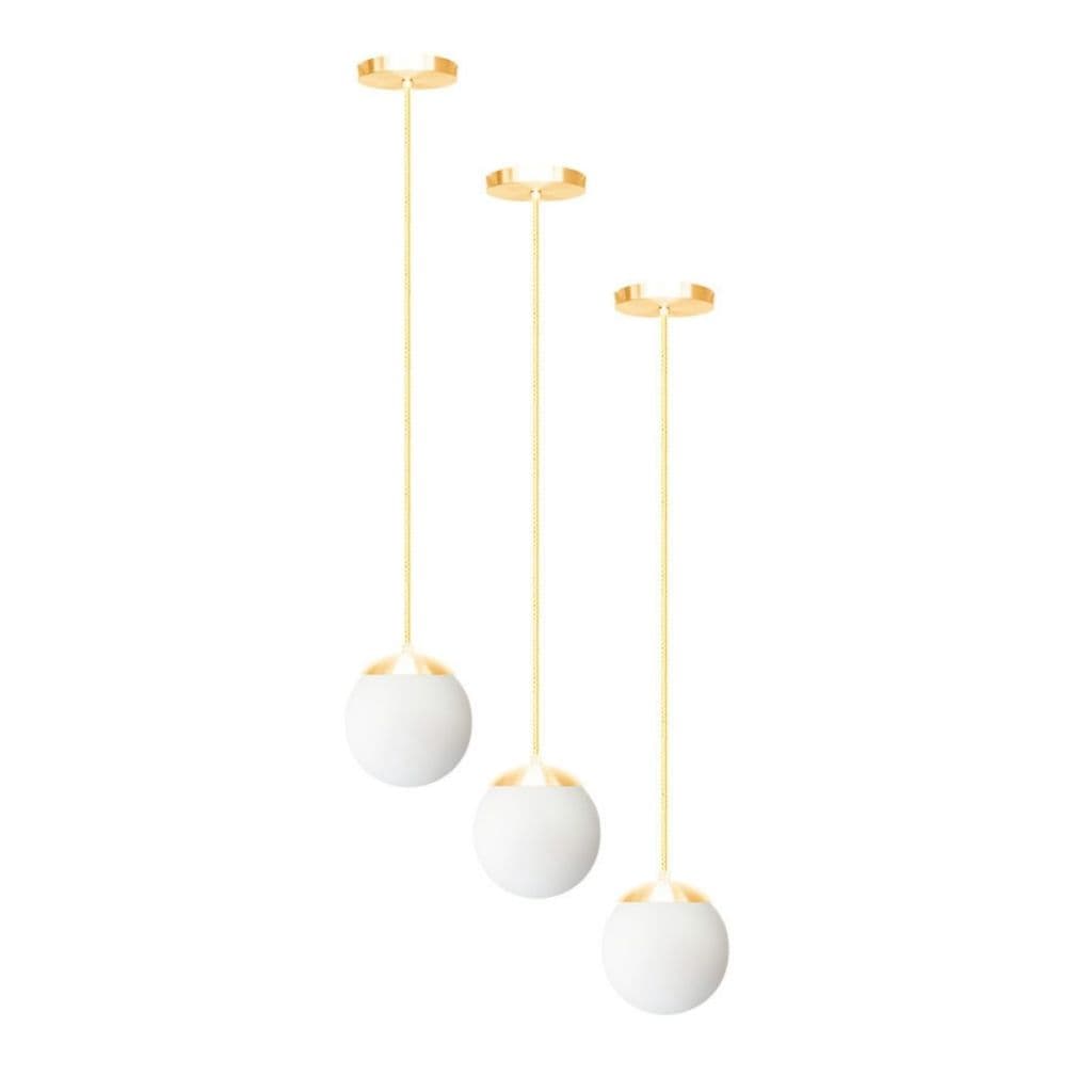 Kit Com 3 Pendente Lustre Luminária De Teto Globo Stuttgart Dourado Brilho para Cozinha, Sala, Quarto e Escritório