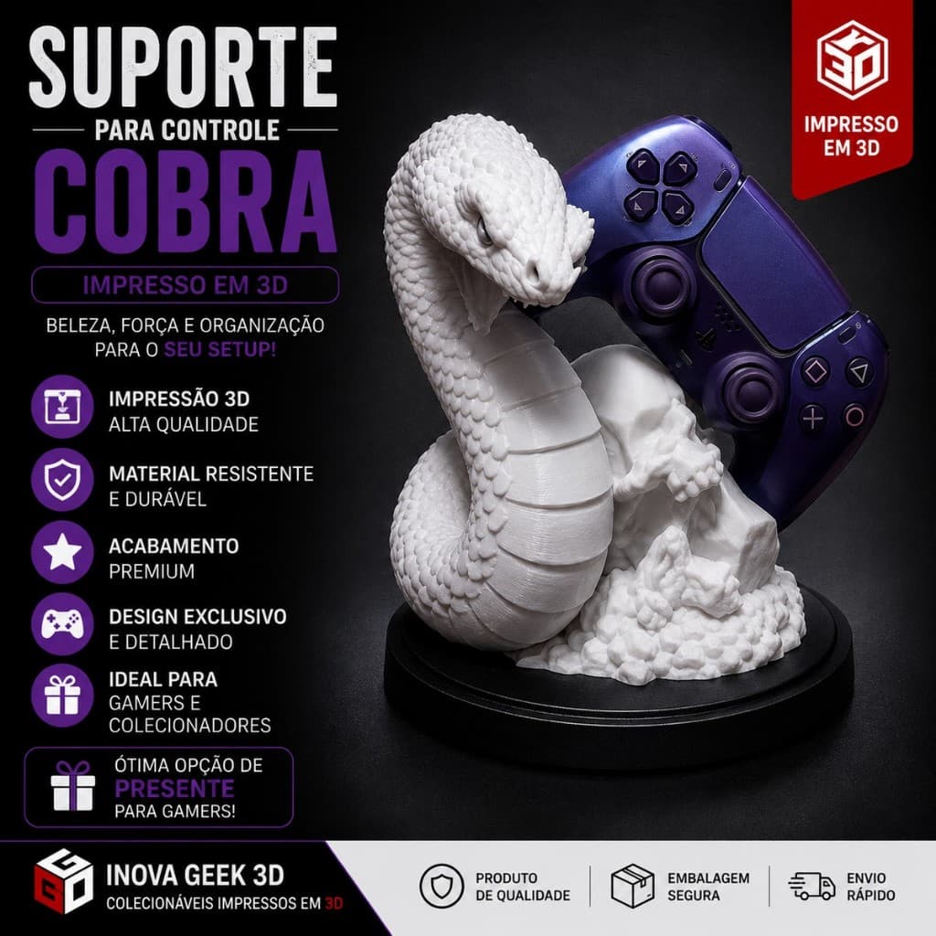 Suporte para Controle Cobra – Impressão 3D | Decoração Gamer