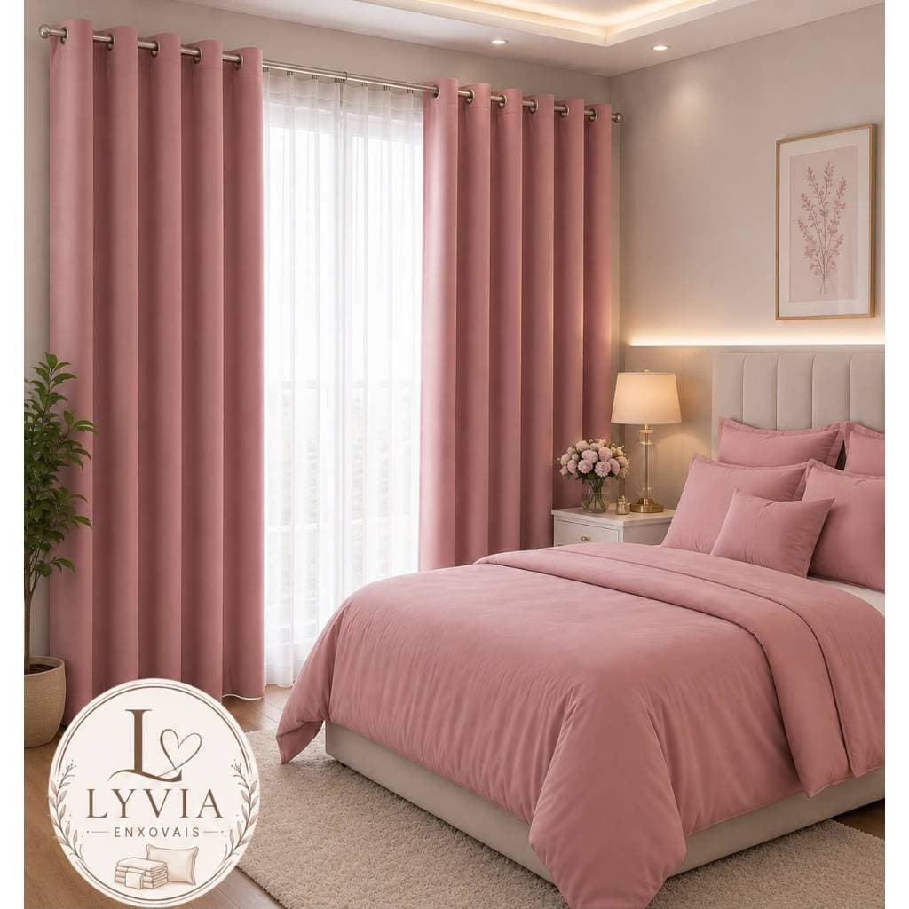 Cortina Roma Cor Rose  3.00m x 2.20m Para Sala e Quarto e escritorio