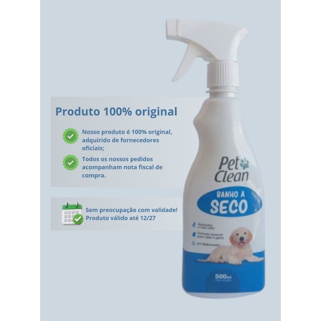 Banho a Seco Pet Clean 500ml - Limpeza Prática, Neutraliza Odor, Sem Enxágue